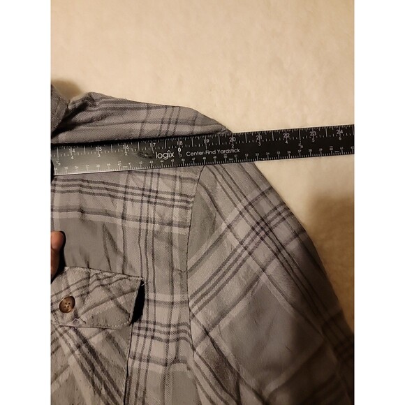 O'Neill Flannel Fleece Button Up Shirt Men's XL Classic Fit Plaid Black Gray - Picture 6 of 9